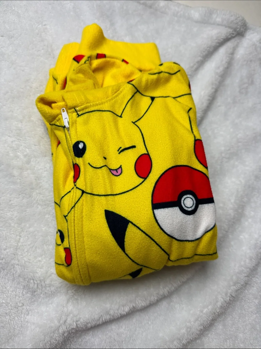 Pokemon Yellow Pikachu Allover Print Kids One-Piece Pajama | Little Boys Size 10